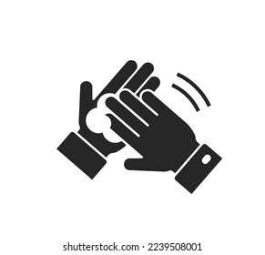 Icono de lavado de manos pictograma vector blanco negro o lavado de manos sanitizar jabón espuma de lavado de espuma manual etiqueta ui simple, silueta de higiene desinfectante de palma exfoliación líquido crema clipart imagen
