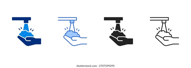 Conjunto de iconos de lavado de manos Ilustración vectorial de estilo múltiple