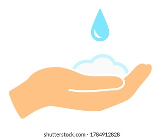 Hand wash icon soap and water vector image.