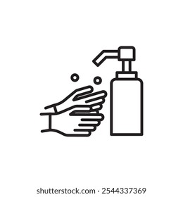 Handwäsche-Symbol Vektor flache dünne Linie Illustration