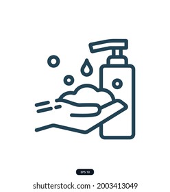 hand wash Icons. Coronavirus Symptoms and Prevention Icons. Contains such Icons as Protective Measures, Coronavirus Symptoms, covid 19 prevention items and more. vector eps 10