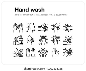 Iconos de lavado manual, Icono perfecto de Pixel, Juego de iconos para web y móvil