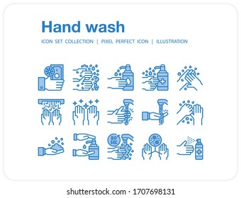 Iconos de lavado manual, Icono perfecto de Pixel, Juego de iconos para web y móvil