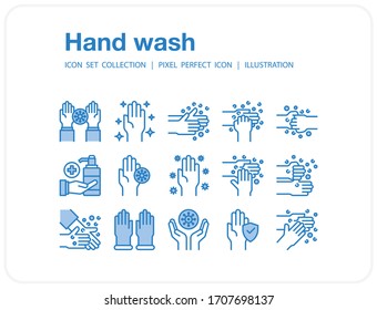 Hand Wash Icons Set, Pixel Perfect Icon, Set Of Icons For Web And Mobile