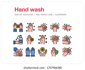 Hand wash icons set, Pixel perfect icon, Set of icons for web and mobile
