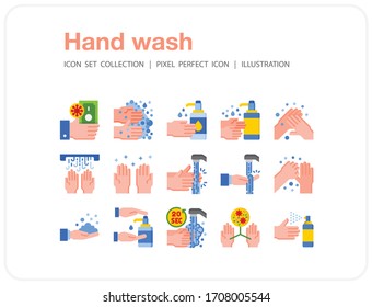 Hand wash icons set, Pixel perfect icon, Set of icons for web and mobile