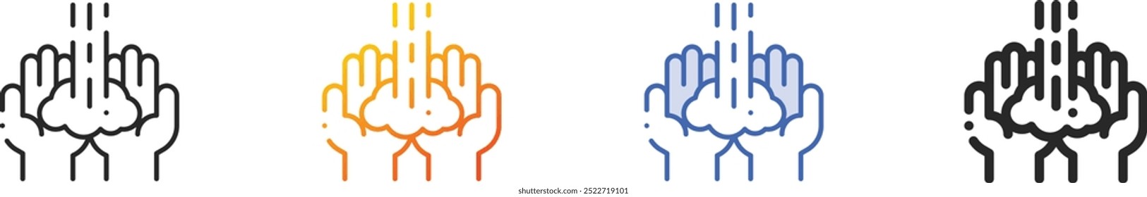 lavar a mão icon.Thin Linear, gradiente, azul traço e negrito estilo design isolado no fundo branco