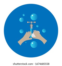 Ilustración de lavado de manos. Limpie un cuerpo humano. Símbolo de prevención de transmisión de Covid-19.