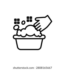 Hand Wash Laundry Basin Line Icons