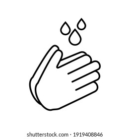 Hand Wash Line Icon, Vector Sign On White Background