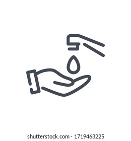 Hand wash line icon. Washing hands vector outline sign.
