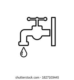 Hand wash line icon, Water tap and water drop icon. Design template vector