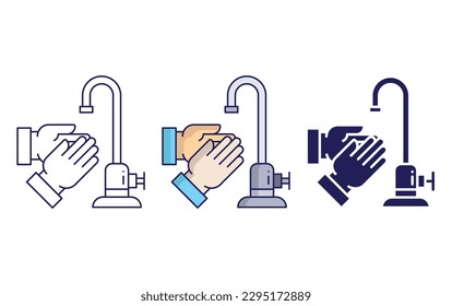 Hand wash line and solid illustration icon