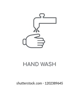 Hand wash linear icon. Hand wash concept stroke symbol design. Thin graphic elements vector illustration, outline pattern on a white background, eps 10.
