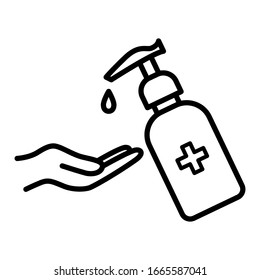 Hand wash with liquid soap icon vector