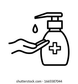 Hand wash with liquid soap icon vector