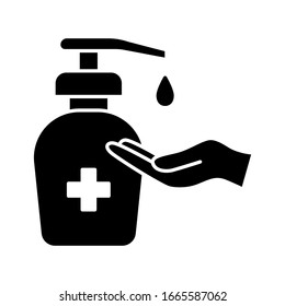 Hand wash with liquid soap icon vector