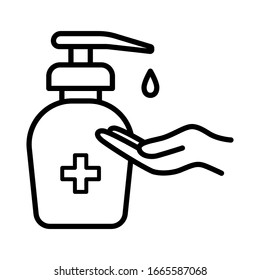 Hand wash with liquid soap icon vector