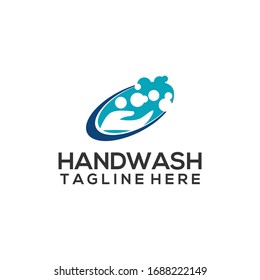 Vector de diseño con logotipo de lavado manual para la campaña contra el virus de la corona