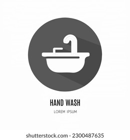 Hand wash logo. Illustration of hand wash in flat. Stock vector.