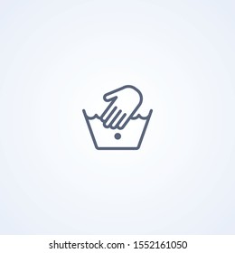 Hand wash at low temperature, vector best gray line icon on white background, EPS 10