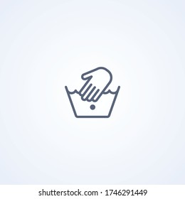 Hand wash at low temperature, vector best gray line icon on white background, EPS 10