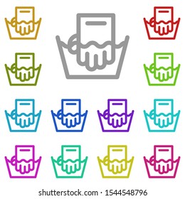 Hand wash multi color icon. Simple thin line, outline vector of laundry icons for ui and ux, website or mobile application