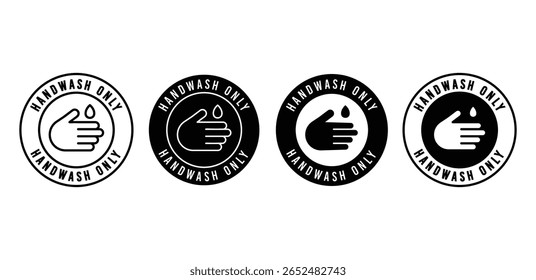 Handwäsche nur Symbolsatz Schwarz-Weiß-Kreissymbole Zeichen Vektor Design Illustration Vorlage