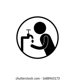 Lavado manual en el diseño de ilustración vectorial de saneamiento aislado, símbolo para el diseño de su sitio web, logotipo de icono, aplicación, UI.