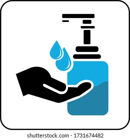 Hand wash in sanitiser/sanitizer  vector illustration design  isolated on white background, symbol for your web site design, icon logo, app, UI.