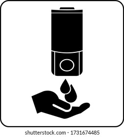 Hand wash in sanitiser/sanitizer  vector illustration design  isolated on white background, symbol for your web site design, icon logo, app, UI.
