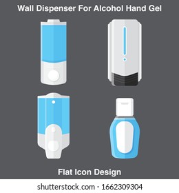 Hand wash. Hand sanitizer. Alcohol-based hand rub. Rubbing alcohol. Wall mounted soap dispenser. Wall hanging hand wash container. Protection from germs such as coronavirus (Covid-19) icon design