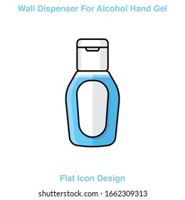 Hand wash. Hand sanitizer. Alcohol-based hand rub. Rubbing alcohol. Wall mounted soap dispenser. Wall hanging hand wash container. Protection from germs such as coronavirus (Covid-19) icon design