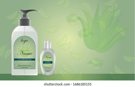 Hand wash sanitizer bottle.  Bottle with label design for your product. Plastic bottle with label ready for mock up. vector