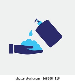 hand wash soap vector icon liquid hygiene soap to bill bacteria and gems