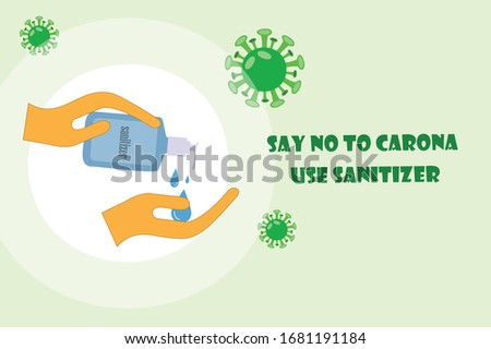hand wash using sanitizer and say no to corona vector illustration