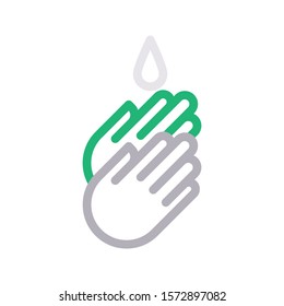 Hand Wash Vector Color Line Icon 