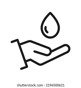 Hand wash vector icon. filled flat sign for mobile concept and web design. Hand and water drop glyph icon. Symbol, logo illustration. Vector graphics