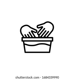 Hand wash vector icon in linear, outline icon isolated on white background