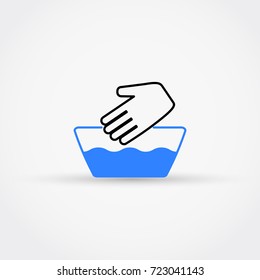 Hand wash vector icon. Not machine washable symbol.