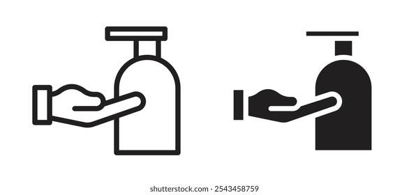 Icono de Vector de lavado a mano en negro.
