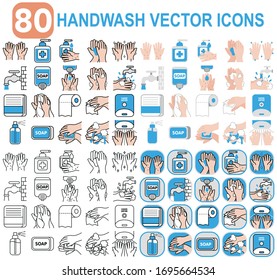 Iconos vectoriales de lavado manual. Juego de Iconos de lavado a mano.