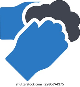 ilustración del vector de lavado manual en un fondo transparente. Símbolos de calidad superior. Iconos vectoriales de glifos para diseño de conceptos y gráficos. 

