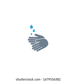 Lavado manual y gotas de agua, ilustración de icono vectorial