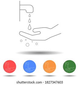 Hand wash with water vector icon isolated background