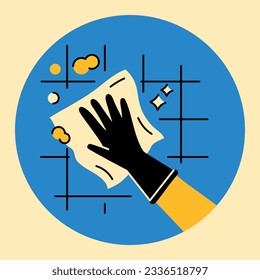 Una mano lava un concepto de color de azulejos. Ilustración digital para página web, aplicación móvil, promoción.