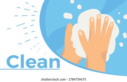 Hand washing banner. Hygiene and cleaning poster - Vector