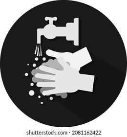 Hand washing black and white icon. simple clip art vector illustration
