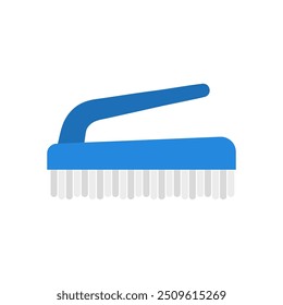 hand washing brush with handle and bristle, manual cleaning tool for housework, flat vector illustration isolated on white background