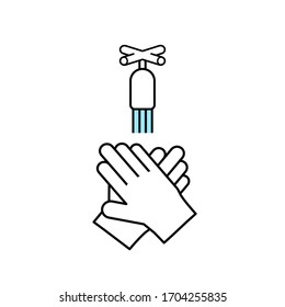 Hand washing for cleanliness and preventing infection in flat simple design 